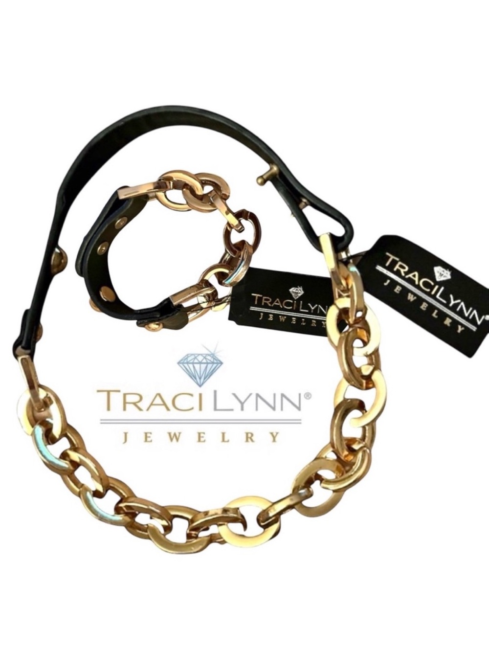 RARE! NWT Traci Lynn Leather & Links Set